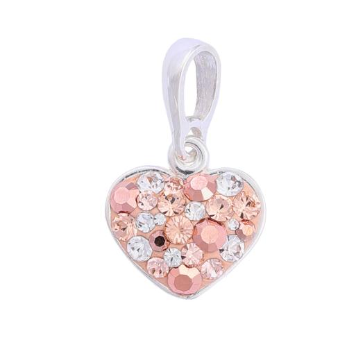 Сребърен комплект сърца обеци и медальон с кристали от Sw® Peach Gold