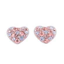 Сребърен комплект сърца обеци и медальон с кристали от Sw® Peach Gold