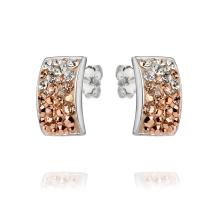Сребърен Комплект Обеци И Медальон С Кристали От Sw® SKM126 Peach Gold