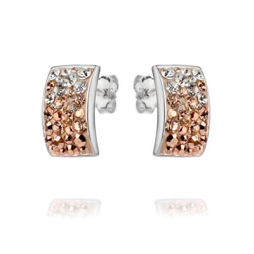 Сребърен Комплект Обеци И Медальон С Кристали От Sw® SKM126 Peach Gold