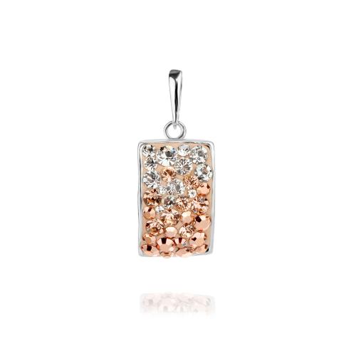Сребърен Комплект Обеци И Медальон С Кристали От Sw® SKM126 Peach Gold