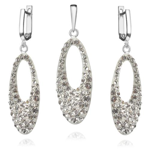 Сребърен комплект Camila обеци и медальон с кристали от Sw® Crystal