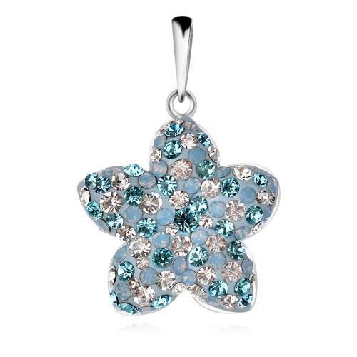 Сребърен комплект Kate обеци и медальон с кристали от Sw® Deep Blue