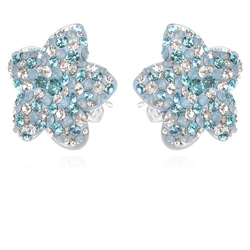 Сребърен комплект Kate обеци и медальон с кристали от Sw® Deep Blue