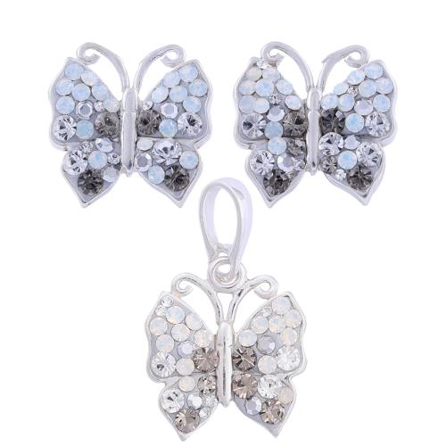 Сребърен комплект обеци и медальон с кристали от Sw® SKM158 Silver SHade