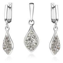 Сребърен комплект Isabel обеци и медальон с кристали От Sw® Crystal