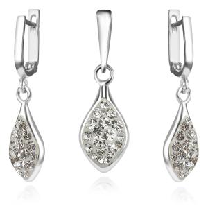Сребърен комплект Isabel обеци и медальон с кристали От Sw® Crystal