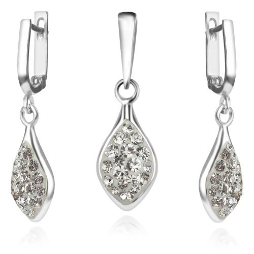 Сребърен комплект Isabel обеци и медальон с кристали От Sw® Crystal