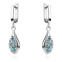 Сребърен комплект Isabel обеци и медальон с кристали От Sw® Deep Blue