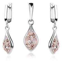 Сребърен комплект Isabel обеци и медальон с кристали От Sw® Crystal