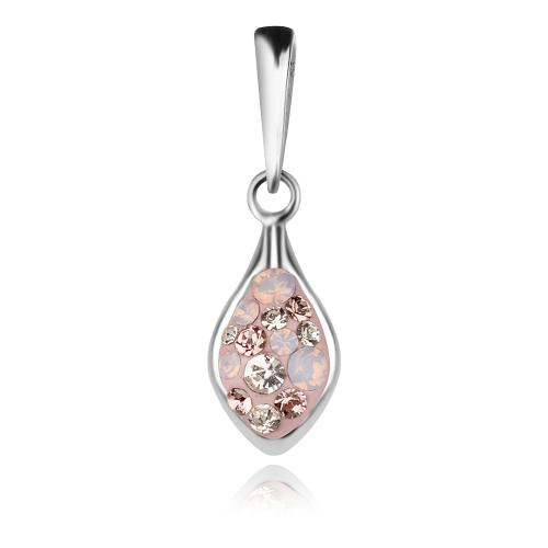 Сребърен Комплект Isabel Обеци И Медальон С Кристали От Sw® Peach Gold