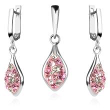 Сребърен комплект Isabel обеци и медальон с кристали От Sw® Crystal