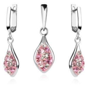 Сребърен Комплект Isabel Обеци И Медальон С Кристали От Sw® Rose Shade