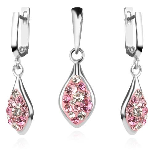 Сребърен Комплект Isabel Обеци И Медальон С Кристали От Sw® Rose Shade