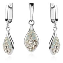 Сребърен комплект Isabel обеци и медальон с кристали От Sw® Crystal