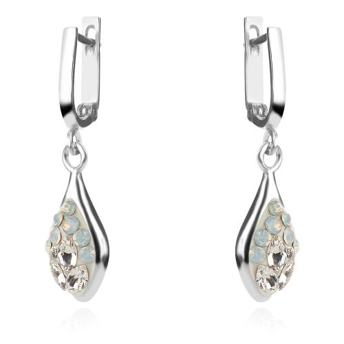 Сребърен комплект Isabel обеци и медальон с кристали От Sw® Deep Blue