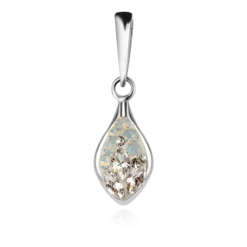 Сребърен комплект Isabel обеци и медальон с кристали От Sw® Deep Blue