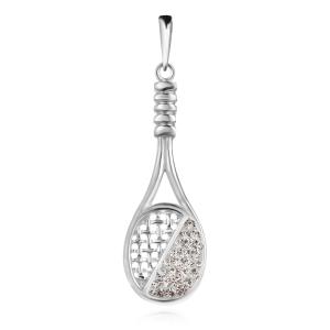Сребърен медальон с кристали от Sw® Тенис ракета SM246 Crystal