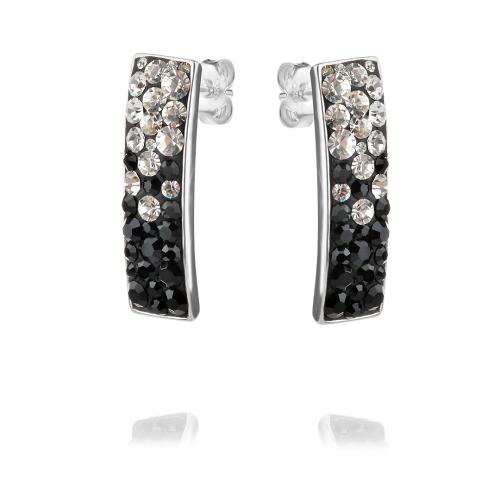 Сребърен комплект обеци и медальон с кристали от Sw® SKM155 Black and White