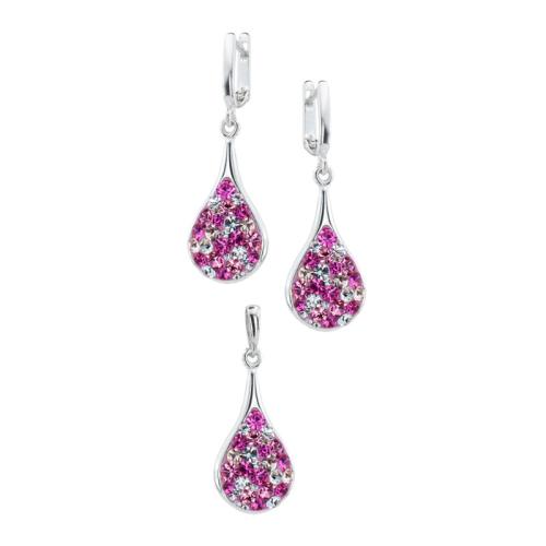 Сребърен Комплект Обеци И Медальон С Кристали От Sw® Rose Sade