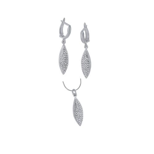Сребърен комплект обеци и медальон с кристали от Swarovski® SKM111