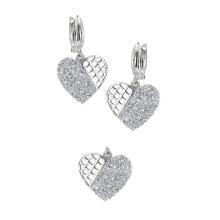 Сребърен комплект сърца обеци и медальон с кристали от Sw® SKM112 Crystal and Amethyst