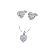 Сребърен комплект сърца обеци и медальон с кристали от Sw® SKM120