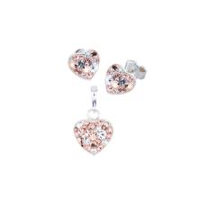 Сребърен Комплект Обеци И Медальон С Кристали От Sw® SKM152 Bold Rose