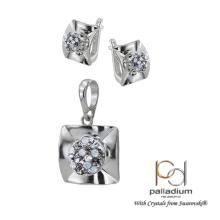 Сребърен комплект обеци и медальон с кристали от Sw® SKM156 Multicolor