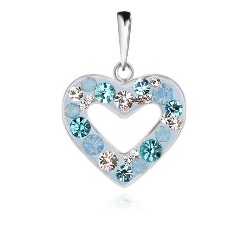 Сребърен медальон сърце с кристали от Sw® SM285 Deep Blue