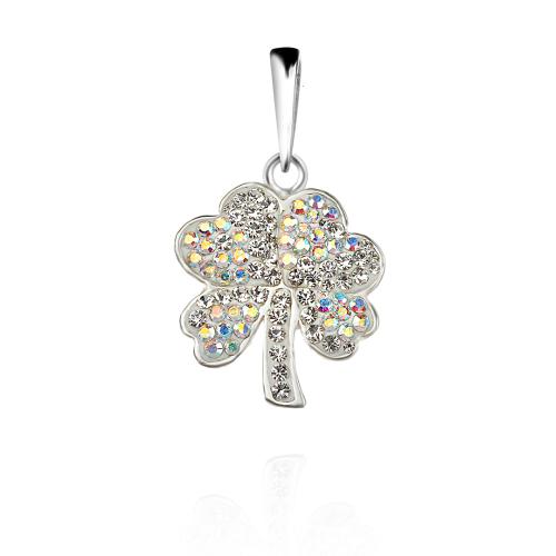 Сребърен медальон Четирилистна детелина с кристали от Sw® AB Crystal