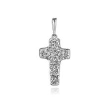 Сребърен медальон Кръст с кристали Hematite
