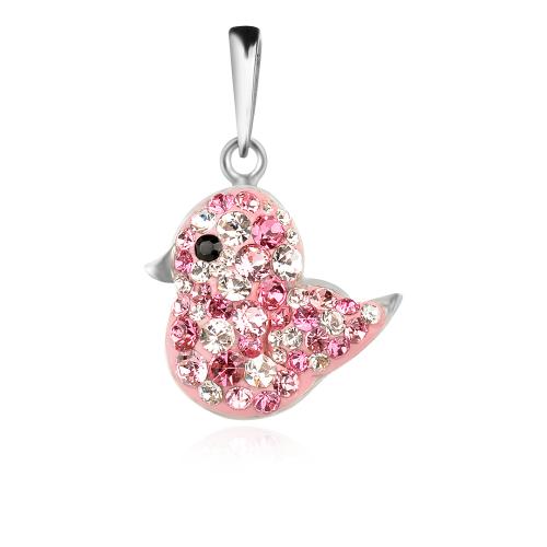 Сребърен медальон Пиленце с кристали от Sw® Rose Shade