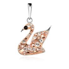 Сребърен медальон Лебед с кристали от Sw® Peach Gold