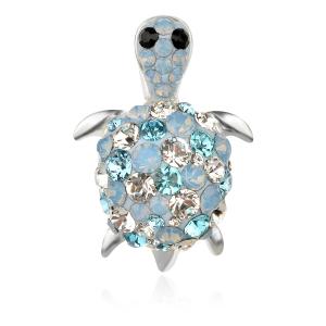 Сребърен медальон Костенурка с кристали от Sw® Deep Blue