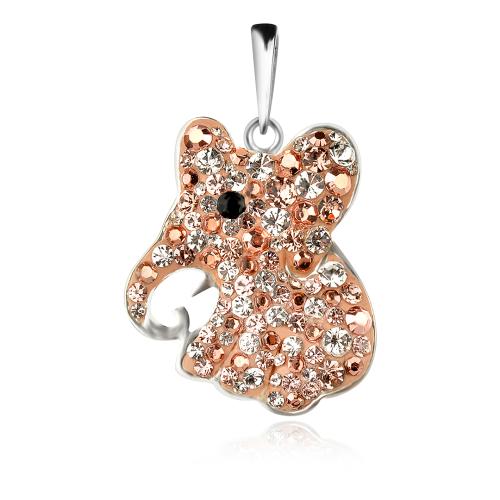 Сребърен медальон с кристали от Sw® SM284 Peach Gold