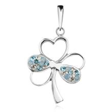 Сребърен медальон Детелина с кристали От Sw® Crystal