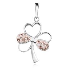 Сребърен медальон Детелина с кристали От Sw® Crystal