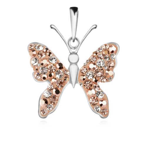 Сребърен медальон с кристали от Sw® SM224 Peach Gold