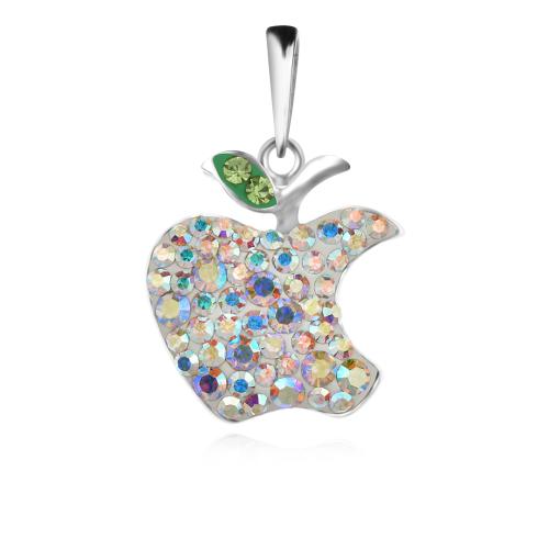 Сребърен медальон ябълка с кристали от Sw® AB Crystal