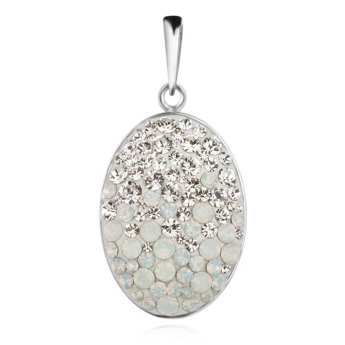 Сребърен медальон с кристали от Sw® SM238 Crystal and White Opal