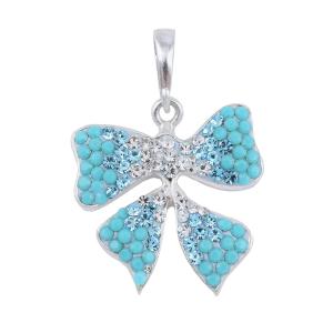 Сребърен медальон Панделка с кристали от Sw® Blue Drops
