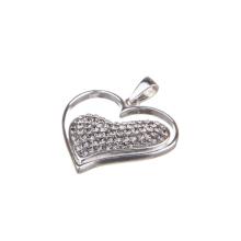 Сребърен медальон сърце с кристали от Sw® SM217 Hematite, Black Diamond and Crystal