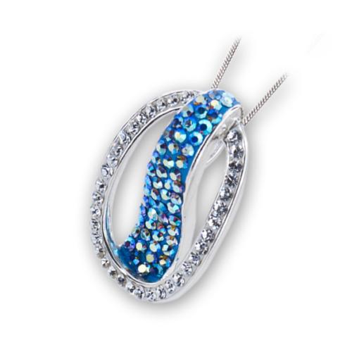 Сребърен медальон Sofia с кристали от Sw® Blue AB