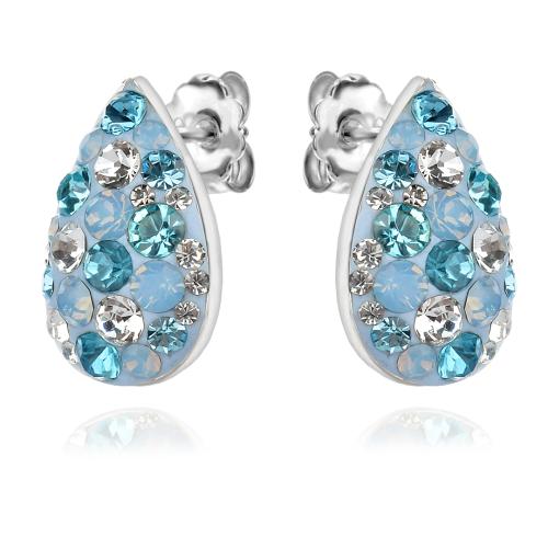 Сребърни обеци с кристали от Sw® Deep Blue