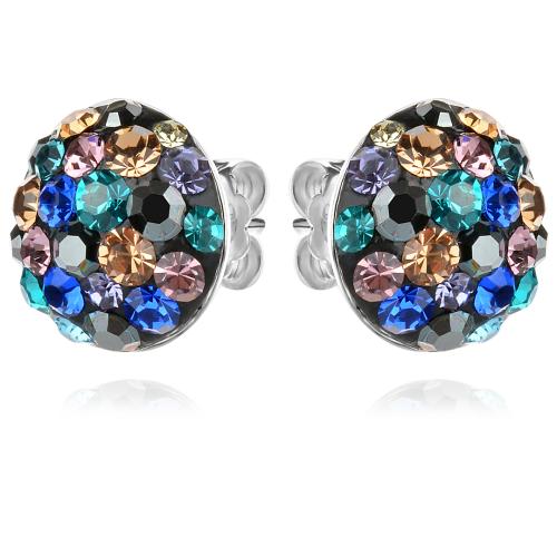 Сребърни обеци с кристали от Sw® Кръговрат Multicolor