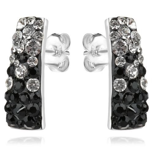 Сребърни обеци Ariana с кристали от Sw® Black and White