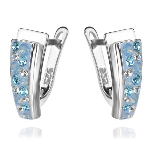 Сребърни обеци с кристали от Sw® Alex Deep Blue