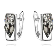 Сребърни обеци с кристали от Sw® SO348 Crystal and Steel Drops