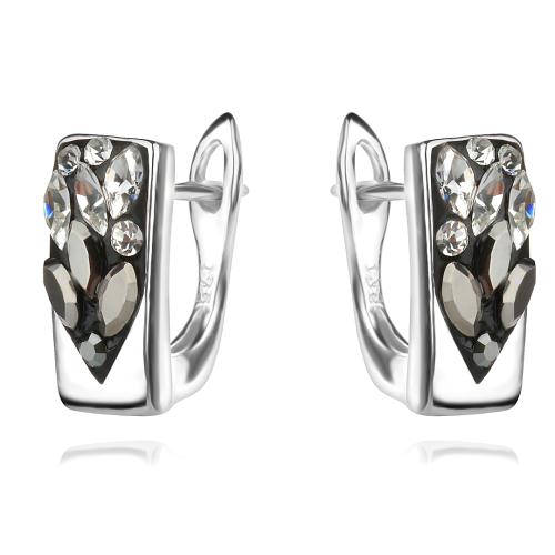 Сребърни обеци с кристали от Sw® SO348 Crystal and Steel Drops